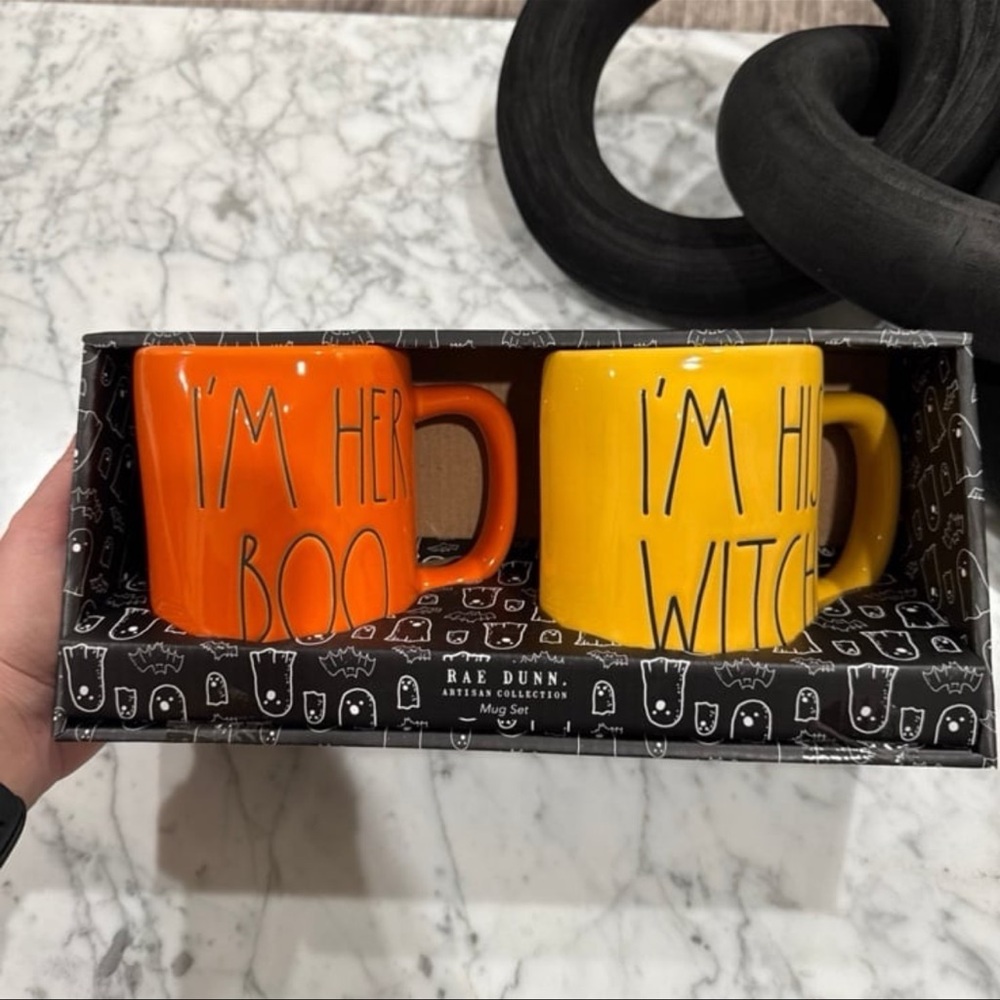 Rae Dunn I’M HER BOO and I’M HIS WITCH Halloween Couples Mug Set